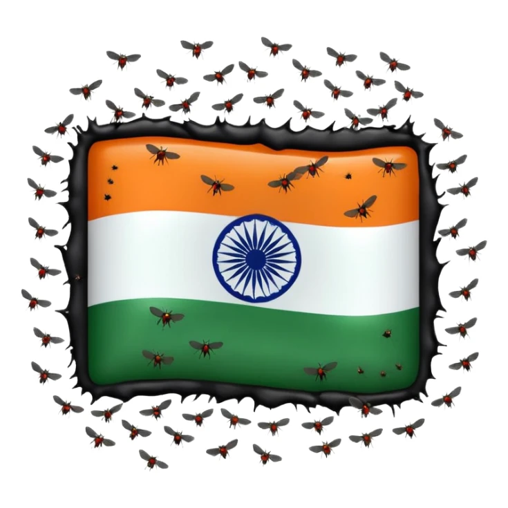 Create an Indian flag with flies above it and a stench coming off that is causing  the flies to be there sticker