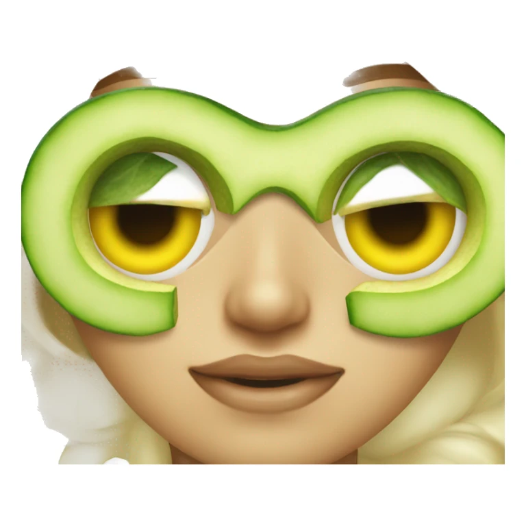 Yellow Emoji with cucumber on her eyes sticker