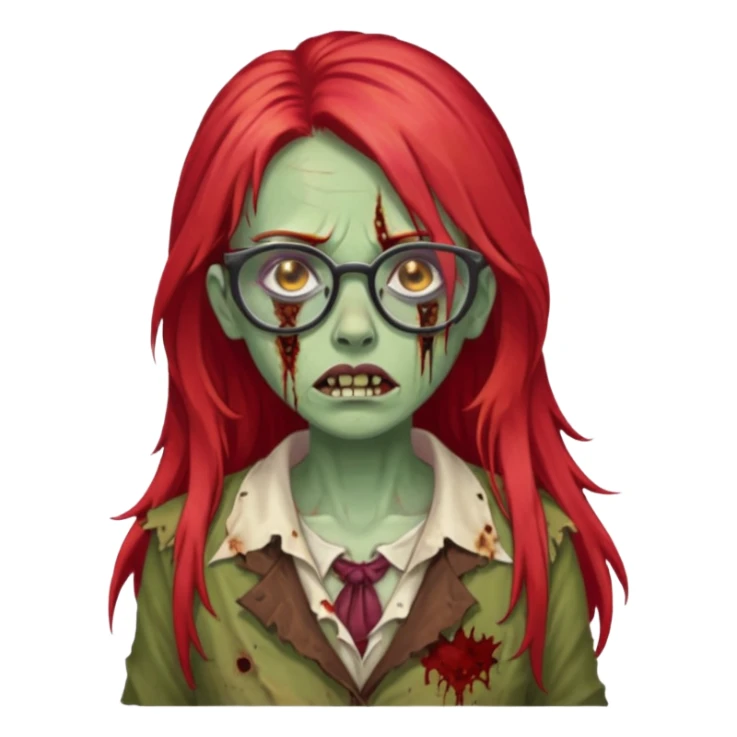crowned woman zombie with glasses and red hair  sticker