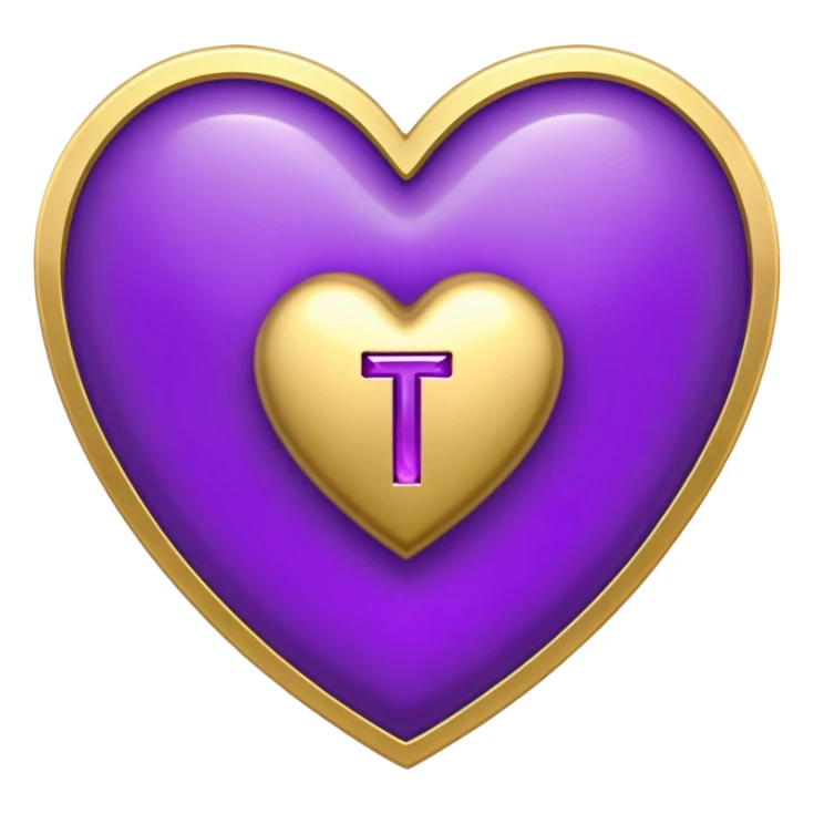 The golden Letter “t” gilded inside a Purple Heart sticker