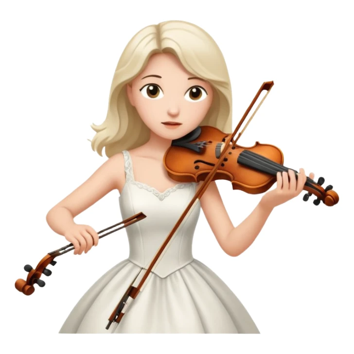 woman playing violin with white dress sticker
