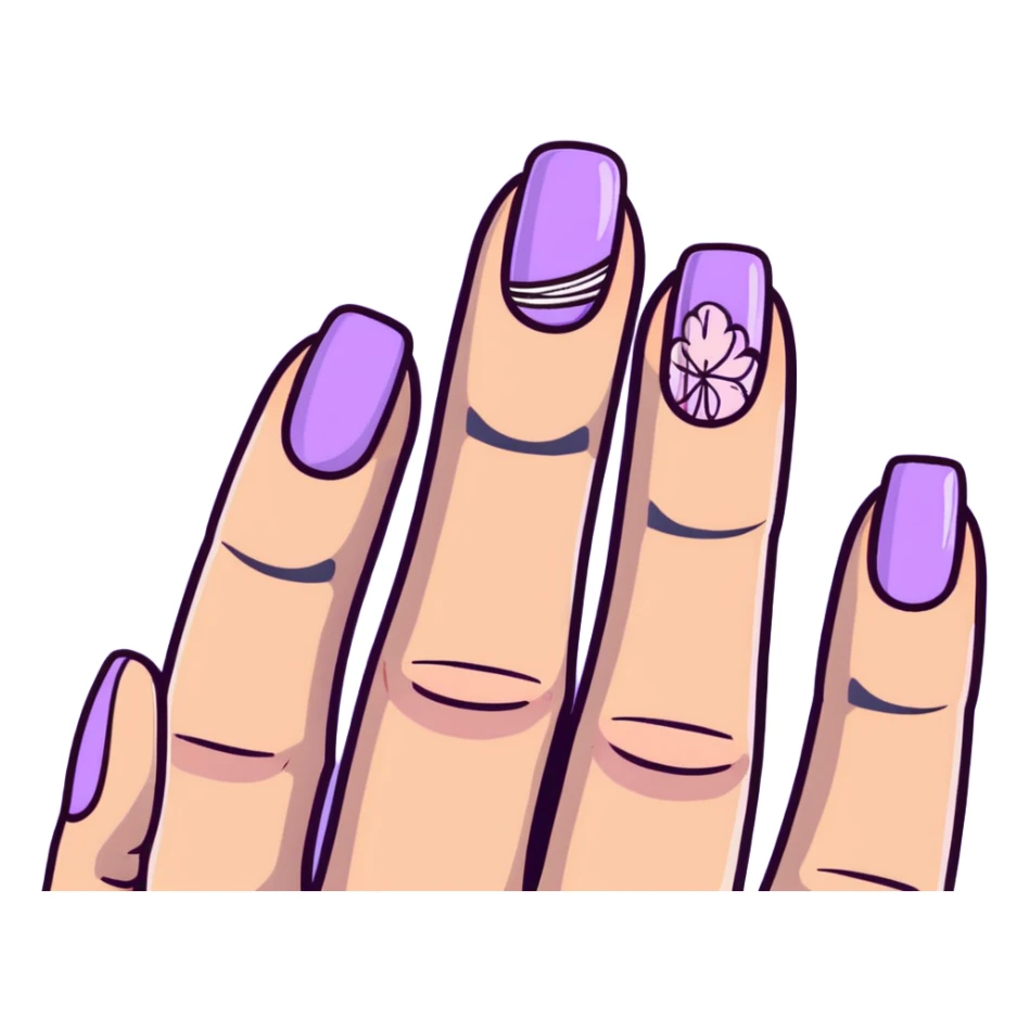 lilac pastel manicure with nail art designs sticker