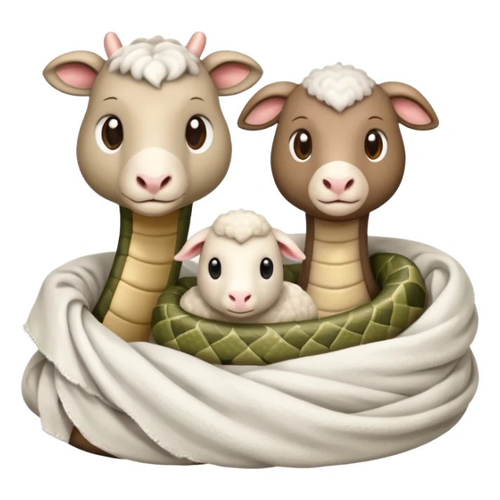 Snake with white weathered blanket and lamb with blanket sticker