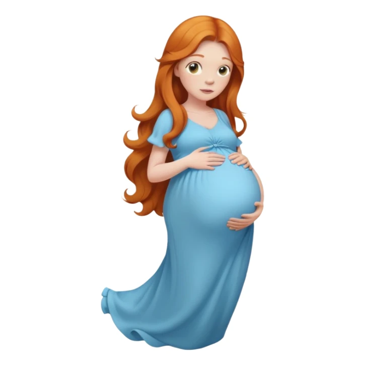 Ginger long hair lady pregnant with light blue clothes  sticker