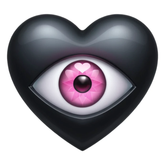 A black heart crystal with a pink eye in the center sticker