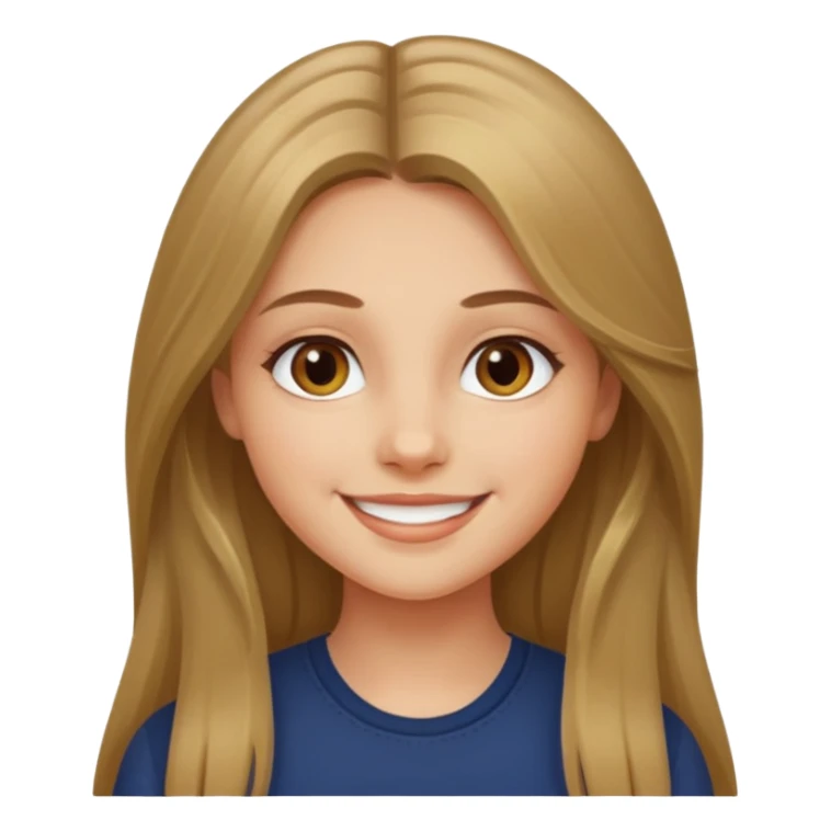 create a girl with dark blond long hair, hazel eyes and beautiful smile sticker
