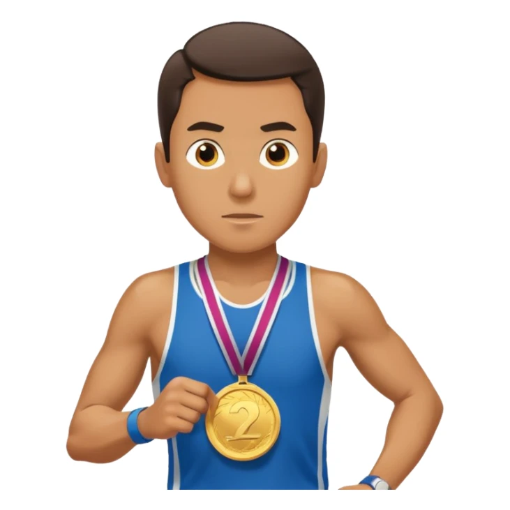 businessman picking running a marathon with gold medal sticker