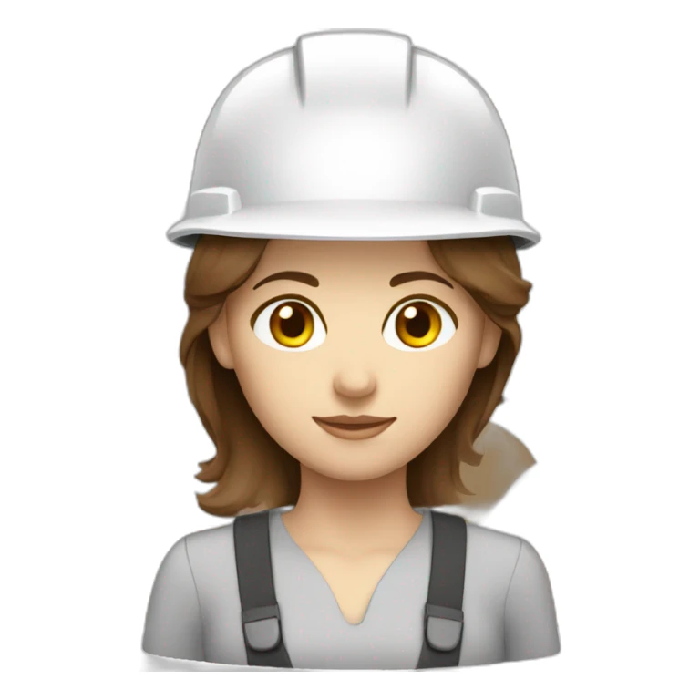 woman profession architect brown hair with white helmet sticker