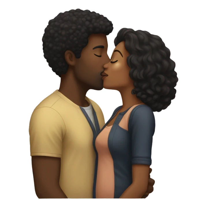 Black woman kissing brunette man sticker