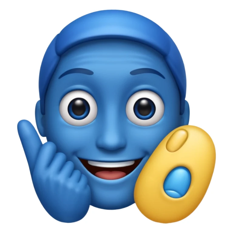 Blue emoji  face  and  finger nail sticker