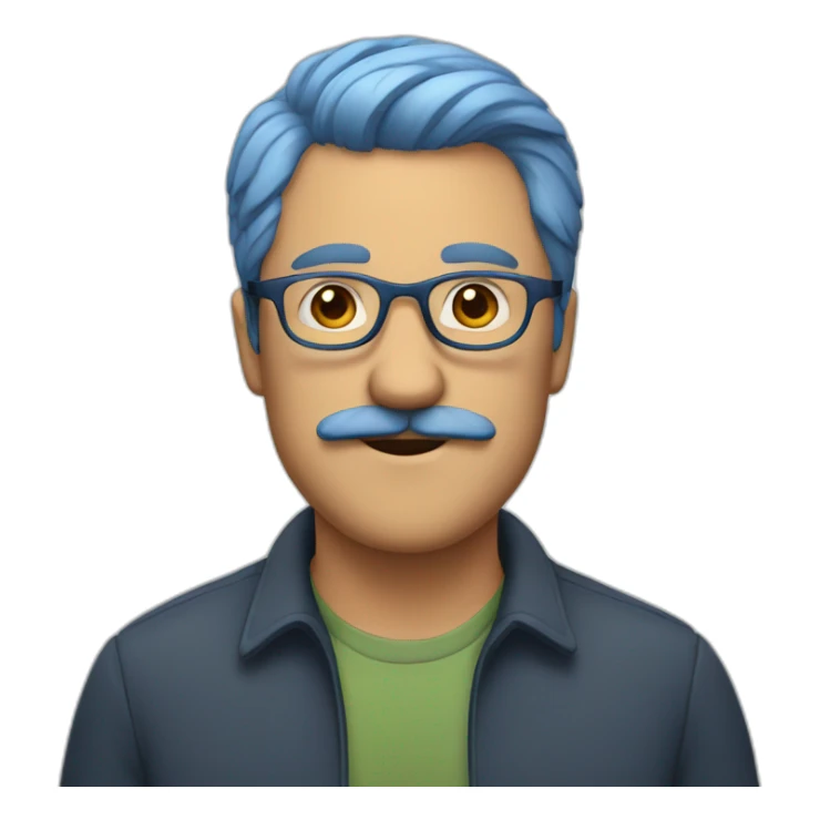 Dad with mustache and short blue hair and glasses sticker