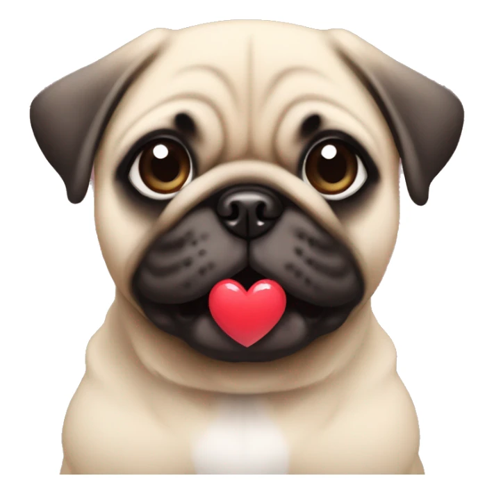 cute kawaii baby dog pug with heart sticker