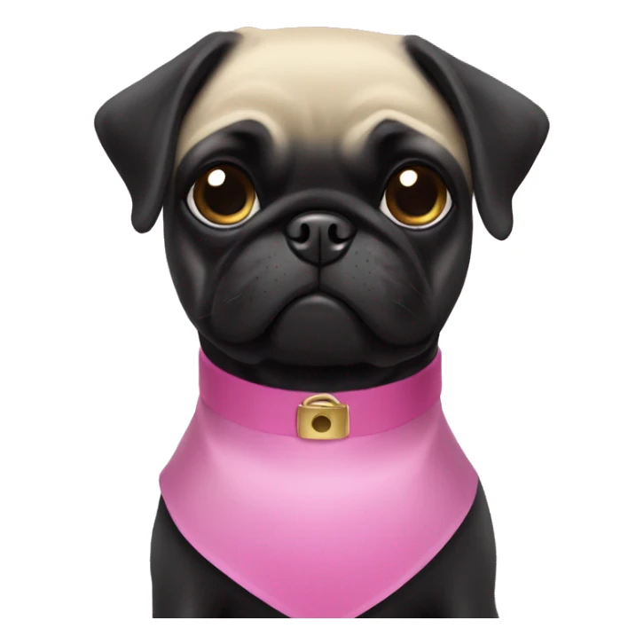 Black Pug with pink collar and blonde girl  sticker