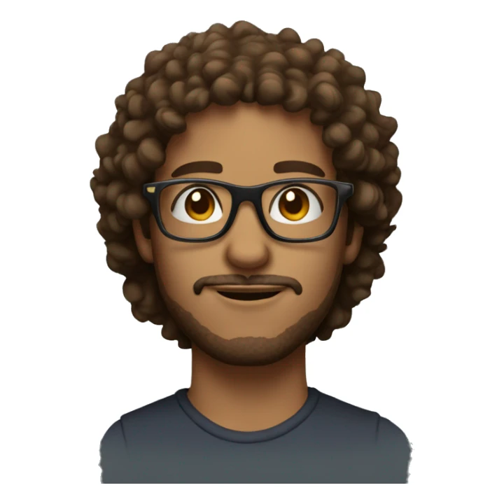 Cool Man with brown curly hair and square glasses sticker