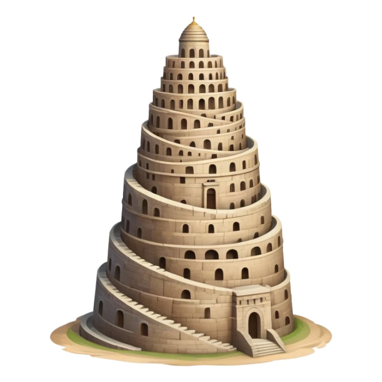 Tower of Babel, spiraling ancient tower reaching to the sky sticker
