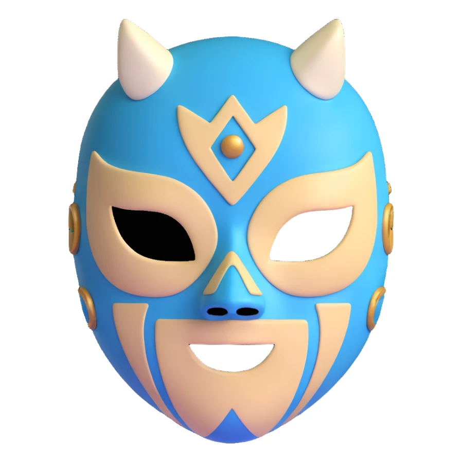 dark green, cream, and Carolina blue luchador mask sticker