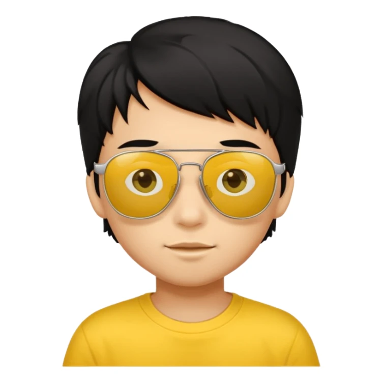 black hair kid with yellow sunglasses sticker
