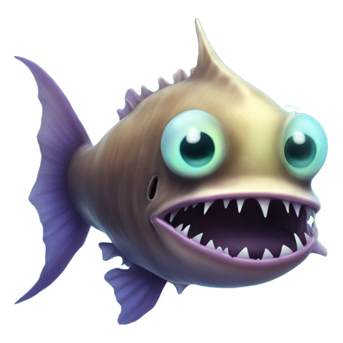 Anglerfish with glowing lure, sharp teeth, and big eyes. sticker