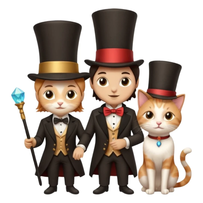 magician couple and their pet cat sticker