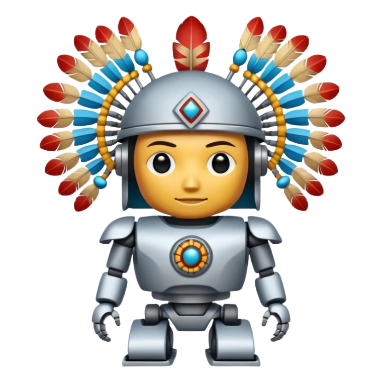 Full Robotic figure wearing native American regalia sticker