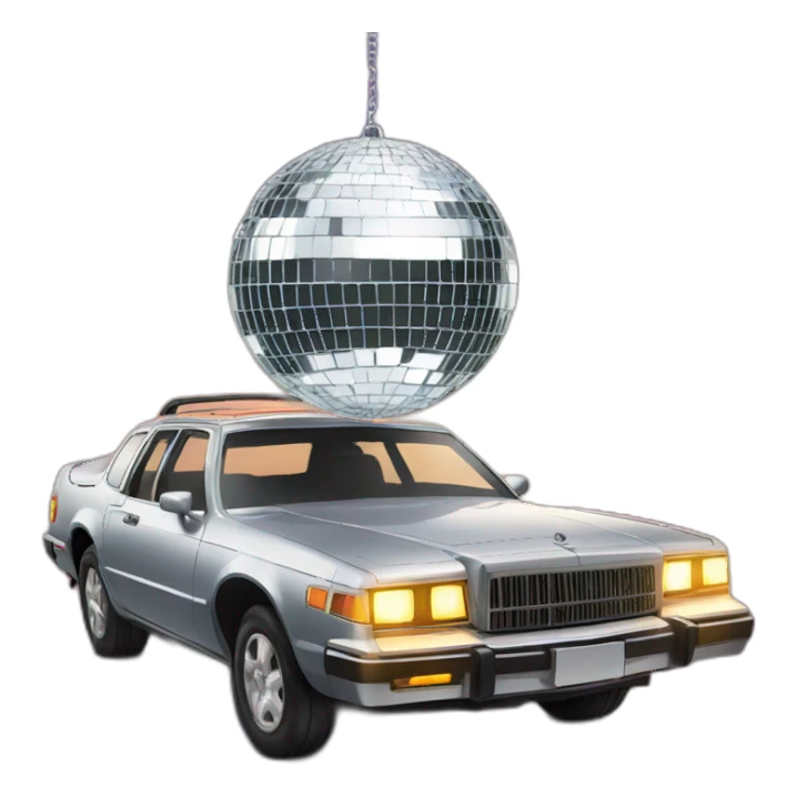 disco ball hanging on top of a shining car sticker