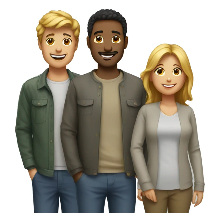 three people happy standing together  sticker