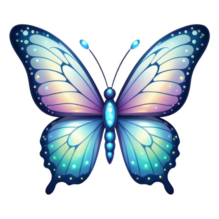 white sparkly butterfly glowing with many more bright and obvious sparkles everywhere sticker