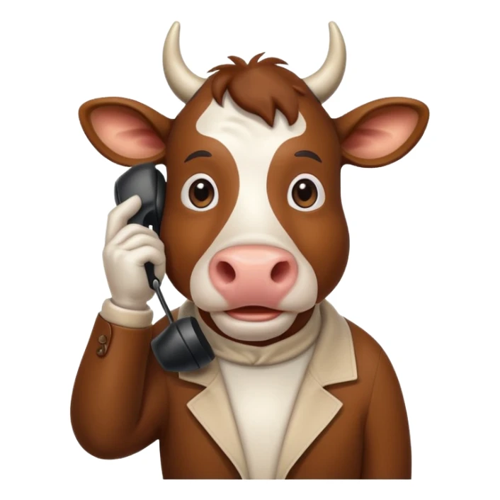 Italian cow meme talking on the phone sticker