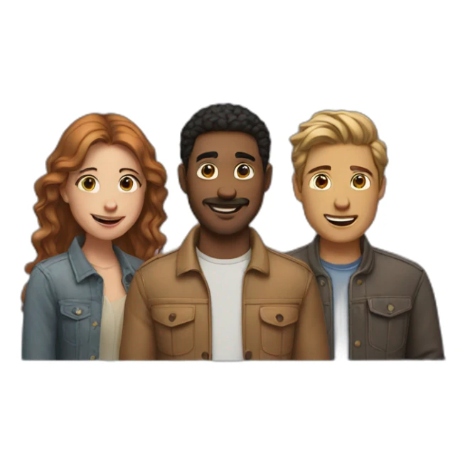 three friends, one girl and two guys sticker