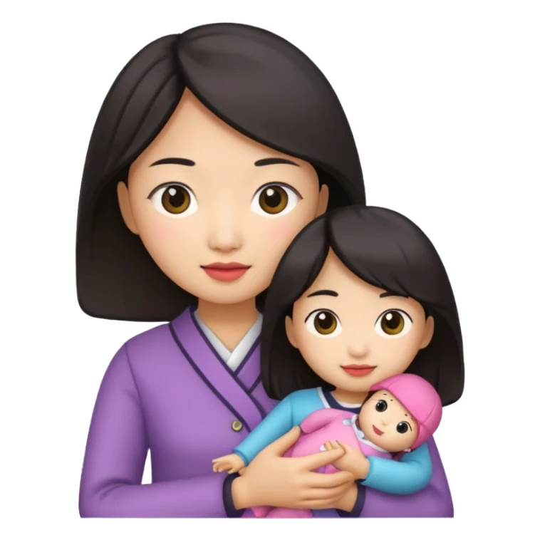 asian woman holding  doll sticker