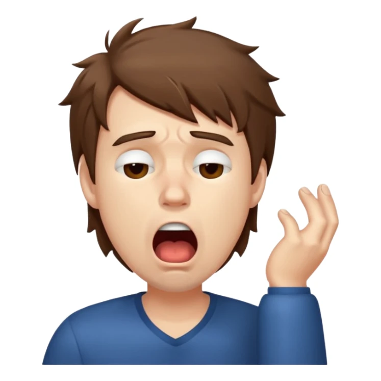 Weak man with disheveled hair yawning sticker