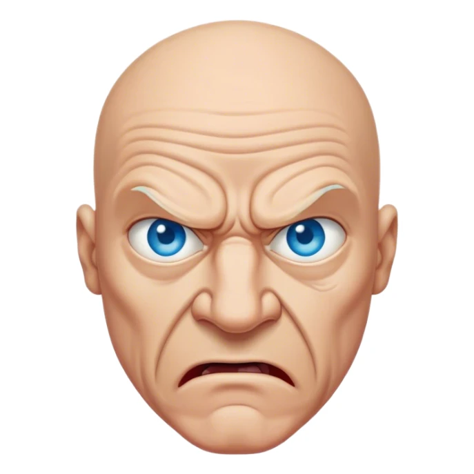 Angry bald man with wrinkles and blue eyes sticker