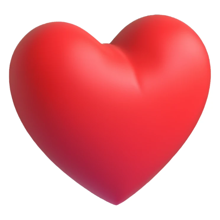 3D heart, red color, Microsoft 3D emoji style sticker