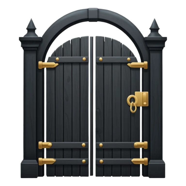 iOS emoji, minimal dark gate, sealed door, flat design sticker