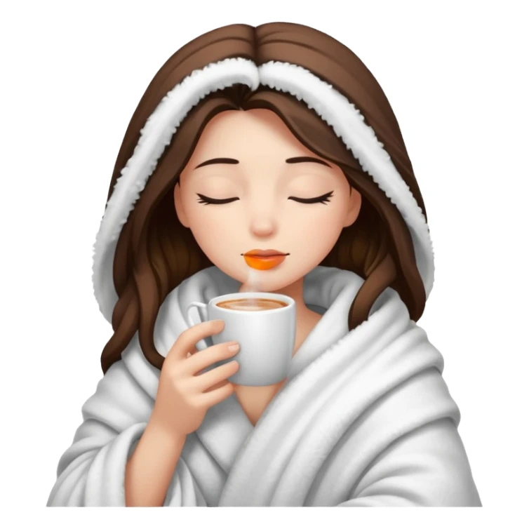 girl inside a blanket sipping coffee eyes closed sticker
