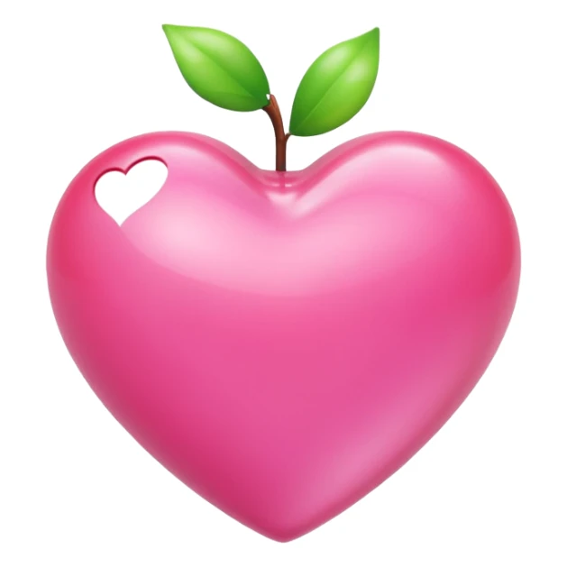 Apple-style 3D emoji of a shiny pink  heart, smooth and glossy surface, simple and elegant design, no background. sticker