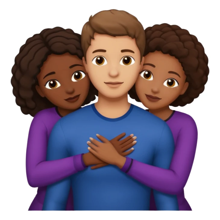 one american italian young brown-haired man surrounded by three black african women with large asses who are hugging him and each other and massaging his shaft and balls sticker