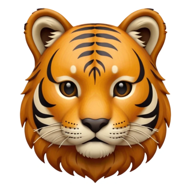 wood carved mini tiger brown sticker