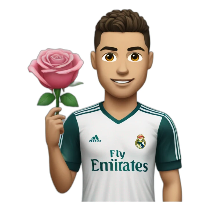 Ronaldo with real madrid shirt give a rose sticker
