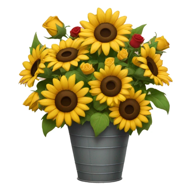 Flower bucket with roses and sunflowers  sticker