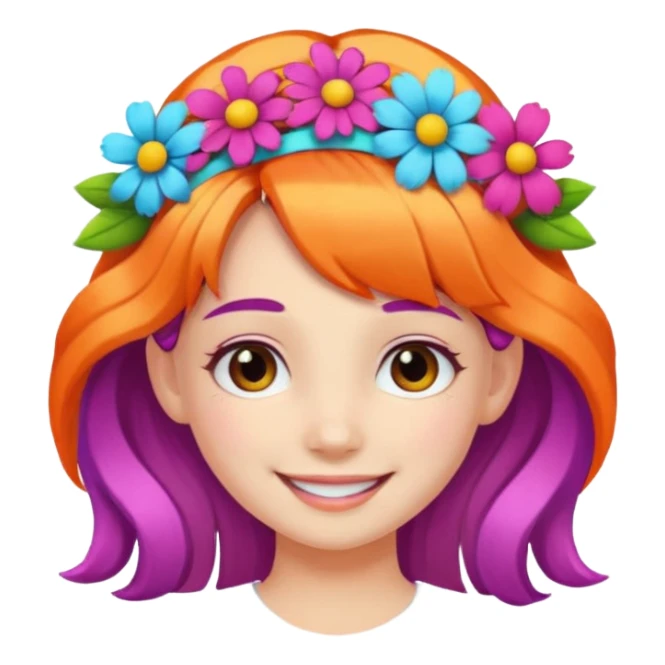 girl with flower hair band  sticker
