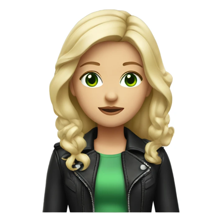 half blonde girl with black leather jacket + green eyes sticker