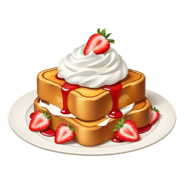 French toast with strawberry on top and whipped cream sticker