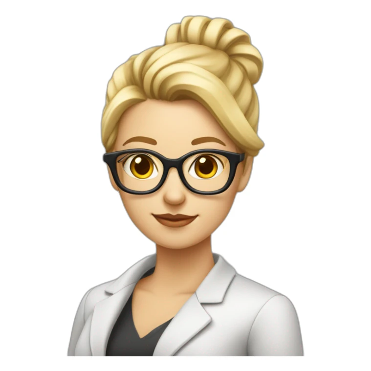 femme mathematicienne maigre blanche cheveux blond en chignon bas avec des lunettes rectangulaires fines  sticker