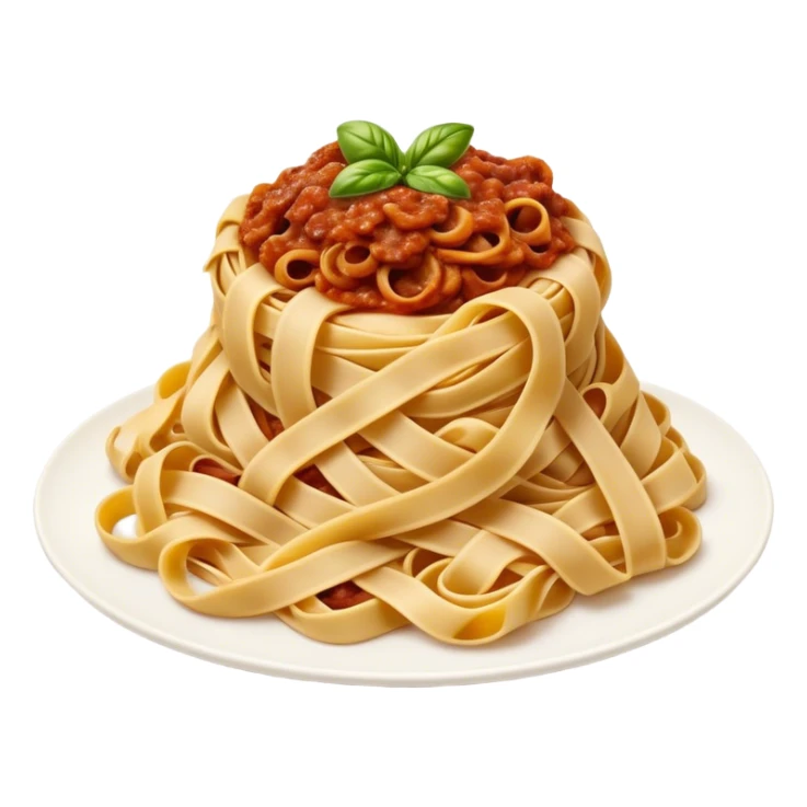 Cinematic Realistic Tagliatelle al Rag√π Dish Emoji, showcasing hand‚Äêcut pasta enveloped in a rich, slow‚Äêcooked meat sauce rendered with detailed textures and hearty, inviting lighting. sticker