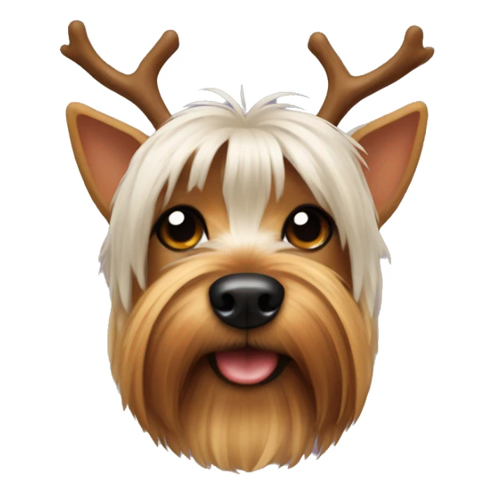 Yorkshire Terrier with reindeer antlers sticker