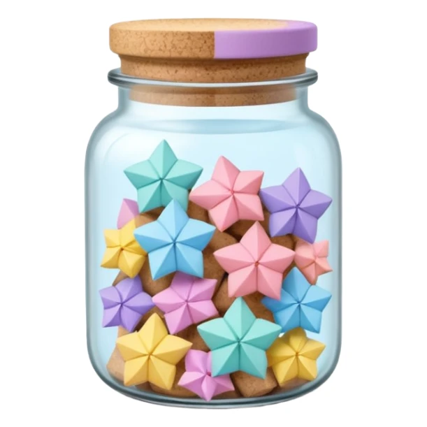 glass jar with cork lid packed with soft pastel origami stars sticker