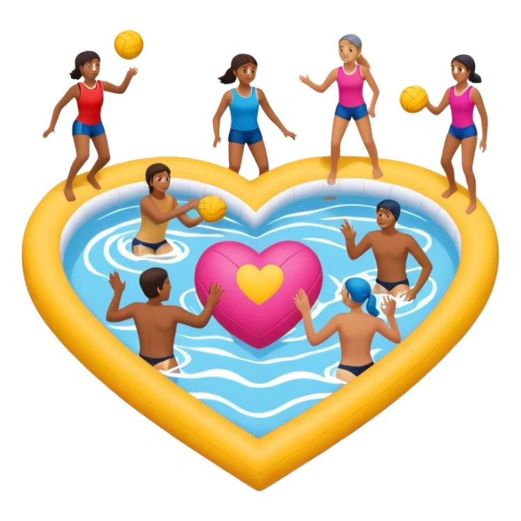 Natación  y voley en un corazón de color  sticker
