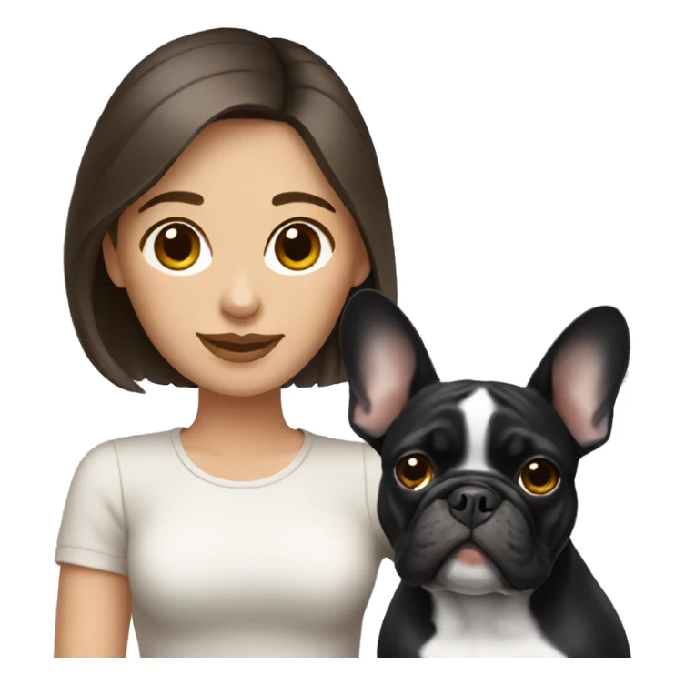 Brunette with French bulldog sticker
