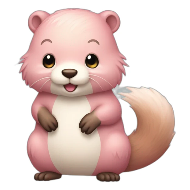 light-pink-fur-kawaii-beaver-with-big-tail sticker